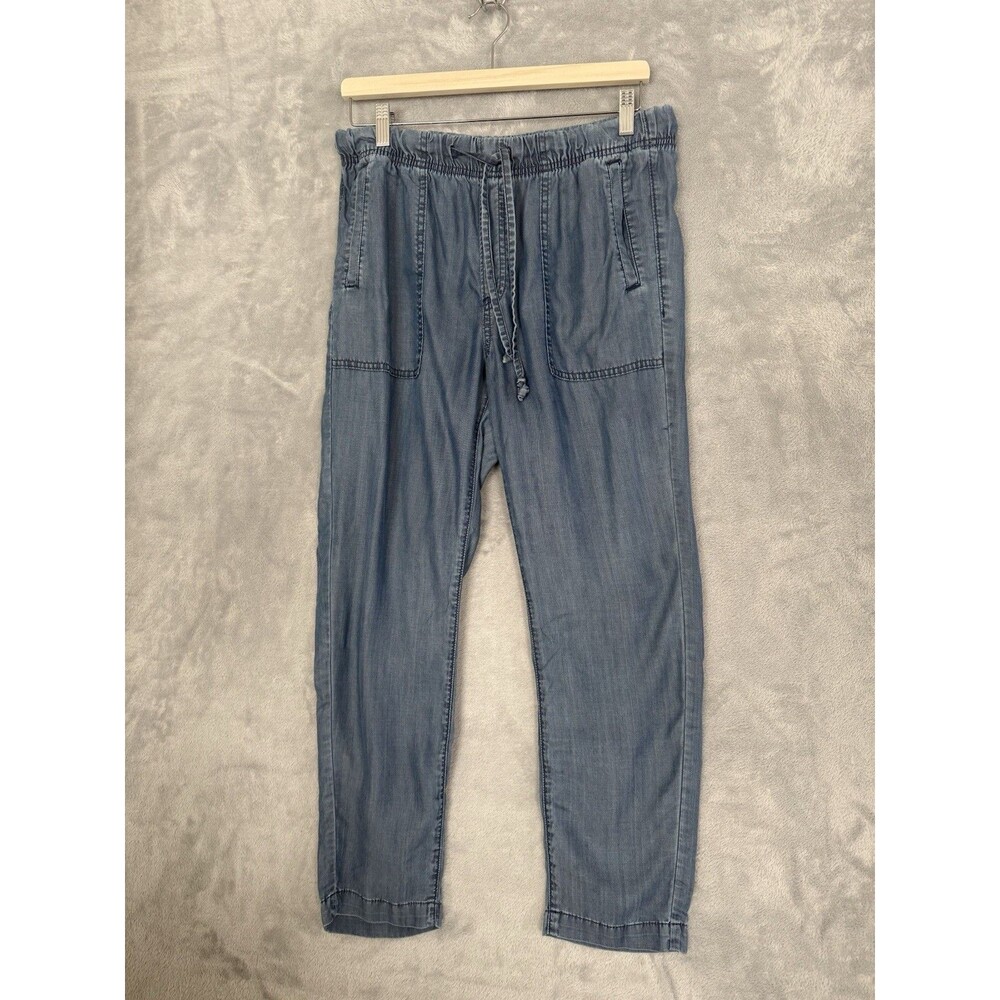 Gap Easy Cargo Pants Womens L Blue Chambray Lyocell Pull On Straight Leg